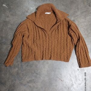 Lush Tan Textured Knit Sweater